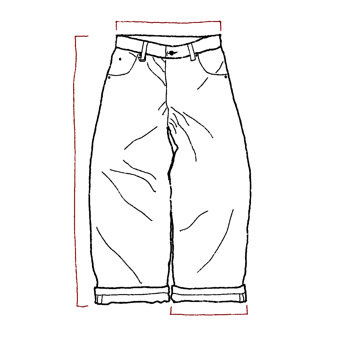 Baggy selvedge size guide